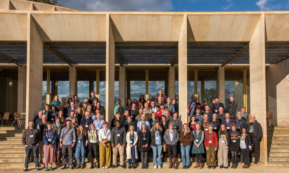 Oxford Nature Recovery Symposium participants in front of Worcester College's Sultan Nazrin Shah Centre, where the two-day event was held. Credit: John Cairns