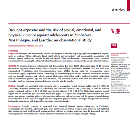 Drought exposure and the risk of sexual, emotional, and physical violence against adolescents in Zimbabwe, Mozambique, and Lesotho: an observational study